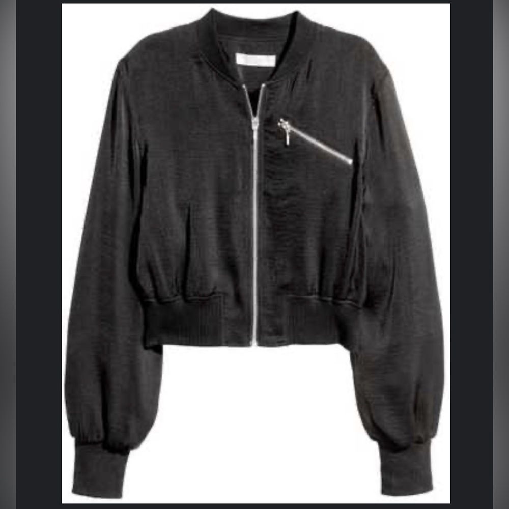 H&M Black Bomber Jacket Size US 8